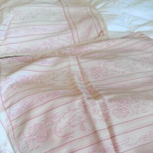 April Cornell 2 Vintage Elegant Pink and Cream Striped Standard Pillow Shams